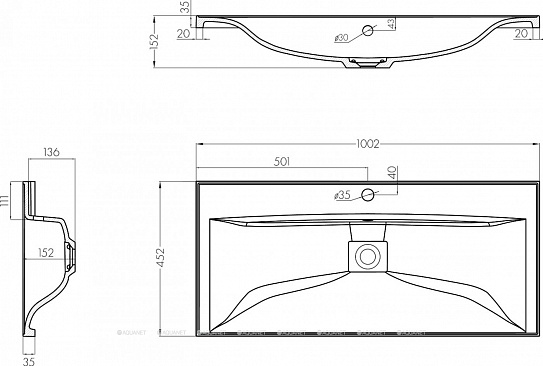 Мебельная раковина 100 см AQUATON Айрис М 1000 белая 1A73273KAG010