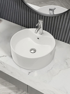 Раковина накладная круглая 41 MONTEREY ZT-8002B с отверстием под смеситель и переливом