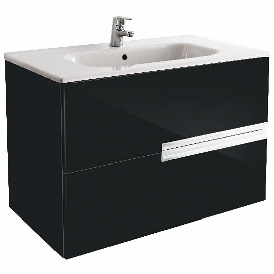 Тумба с раковиной Roca Victoria Nord Black Edition 80 2 ящика ZRU9000097