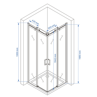 Душевое ограждение 100х100 MONTEREY EX-803 квадрат хром прозрачное стекло 8мм