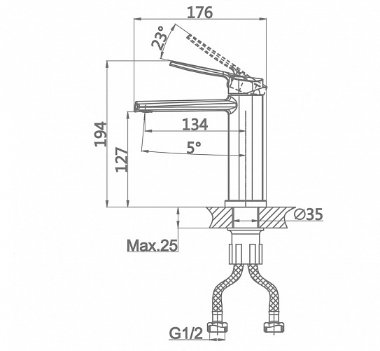 Смеситель для раковины CALORIE CAL1321 латунь хром