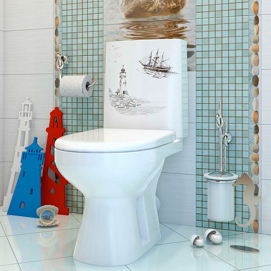 Унитаз-компакт Оскольская керамика Леда-Антивсплеск Люкс (декор маяк)