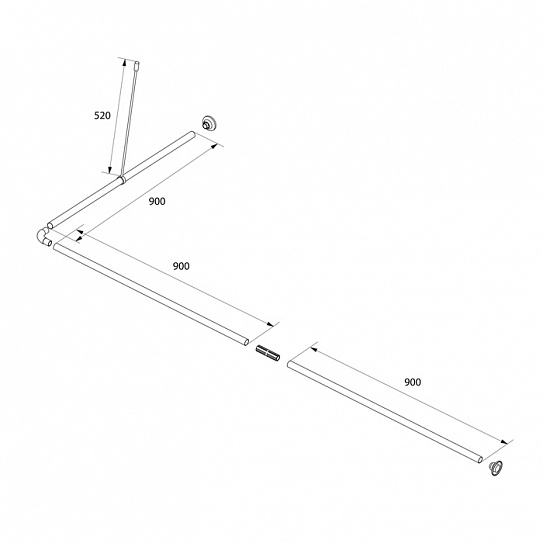Угловой карниз для ванной комнаты, 110-200 см, IDDIS Elegante 050A200I14
