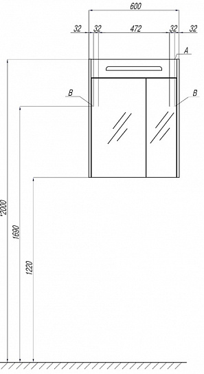 Шкаф-зеркало Акватон Сильва 60 дуб макиато 1A216202SIW50