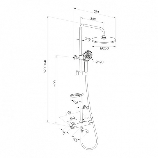 Душевая система с термостатом Milardo Ideal Spa ILSSBTHM06 хром