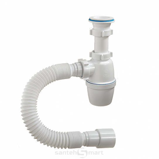 Сифон ORIO 1 1/2 40 с пласт.вып.,с гиб.трубой A - 7001