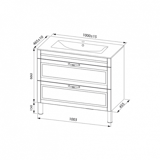 Тумба с умывальником Iddis Oxford OXF10L1i95K