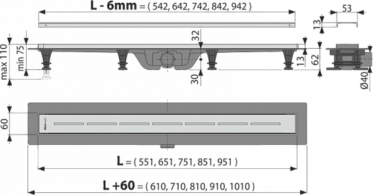 Душевой лоток AlcaPlast APZ18-850M