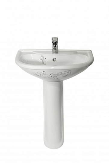 Раковина Оскольская Керамика "Престиж", 60 см декор (цветы)