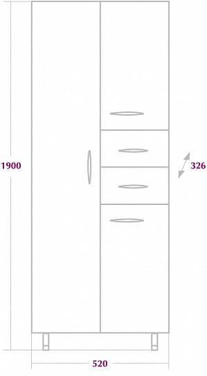 Шкаф пенал в ванную 52 см Onika Модерн 52.17 с корзиной левый 405206