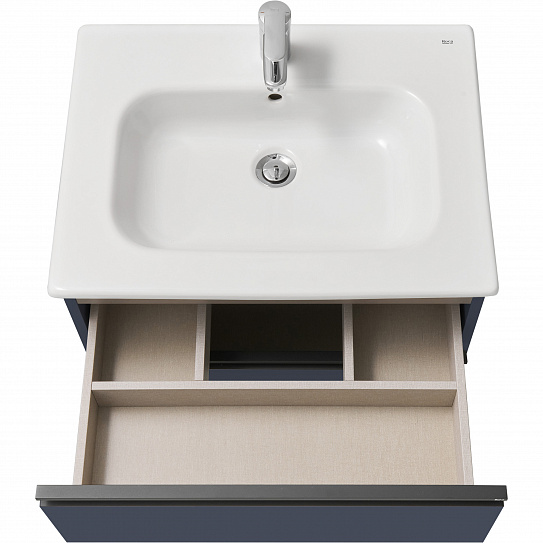Тумба с раковиной Roca Domi 60 2 ящика ZRU9307867, синий матовый
