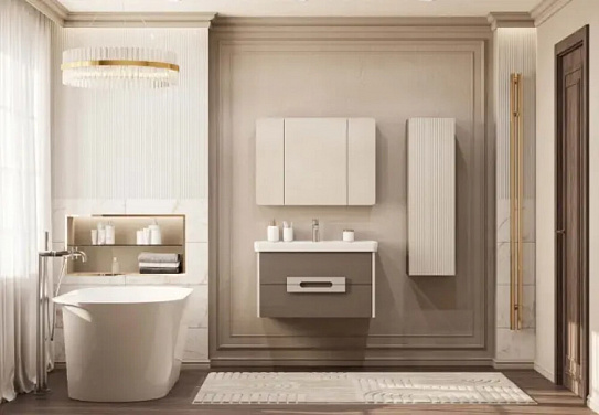 Тумба с раковиной 85 см подвесная AQUATON Ар-Деко 85, кашемир