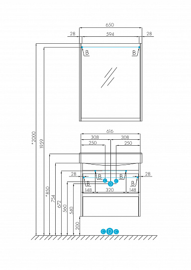 Тумба под раковину Aquaton Нортон 65 белая 1A248801NT010