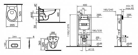 Комплект инсталляции с унитазом VitrA Normus 9773B003-7201(4в1)