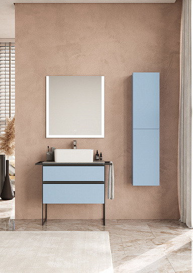 Тумба с раковиной Roca Domi 80 2 ящика ZRU9307871, небесный синий матовый