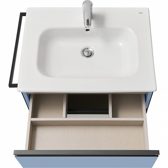 Тумба под раковину Roca Domi 60 2 ящика небесный синий матовый ZRU9307870
