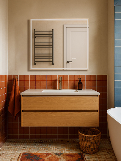 Зеркало 80х70 Аврора Monterey (подсветка, термообогрев, часы, сенсор на взмах)