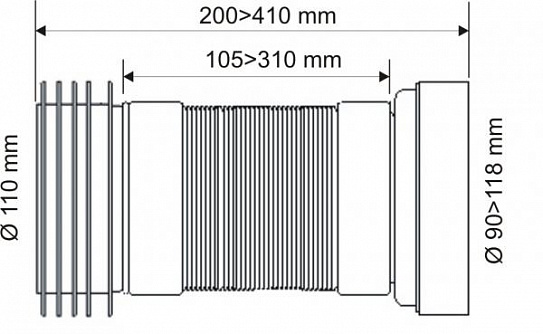 Фановая труба McAlpine раздвижная, L200-330 мм, с манжетом MRWC-F20R