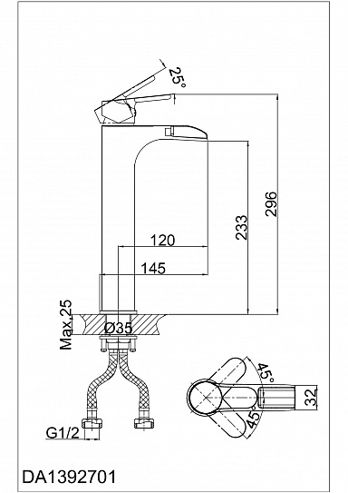 Смеситель для раковины d&k rhein.Marx Da1392701 высокий каскад хром