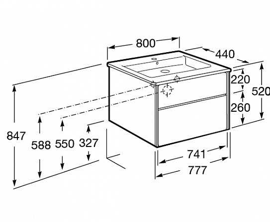 Тумба под раковину Roca Ronda 80 белый глянец/антрацит ZRU9302965