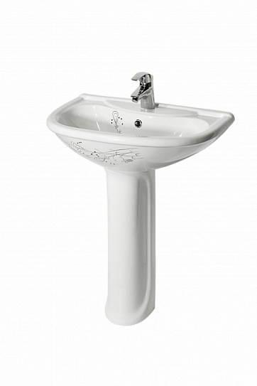 Раковина Оскольская Керамика "Престиж", 60 см декор (цветы)