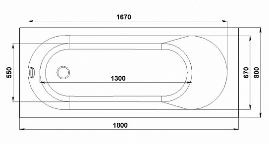 Ванна из литьевого мрамора BAS Марбея 180х80 см  ВА00037