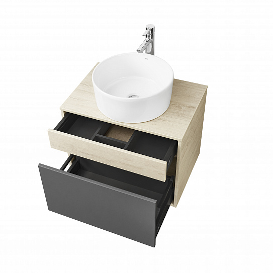 Тумба под накладную раковину Aquaton Лофт Урбан 65 серый графит, дуб орегон 1A254001LQX60