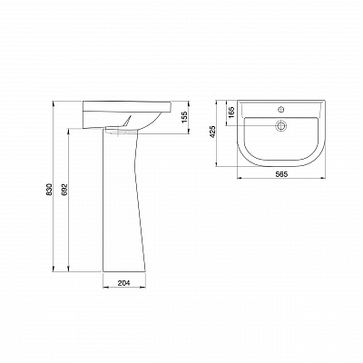 Раковина Santeri Pro белый 131155S0010B0