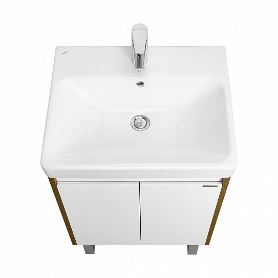 Тумба с раковиной AQUATON Сканди Doors 55 белый глянец/дуб рустикальный 1A278801SDZ90