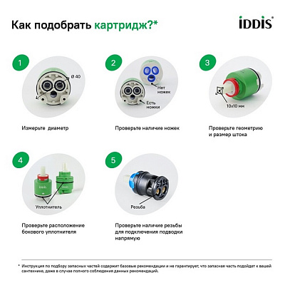 Картридж для смесителя, керамика, 35 мм, с ножками, прямая подводка Iddis 999C35H2SM-1