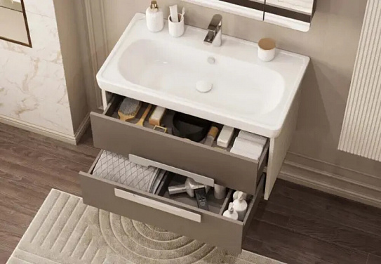 Тумба с раковиной 85 см подвесная AQUATON Ар-Деко 85, кашемир