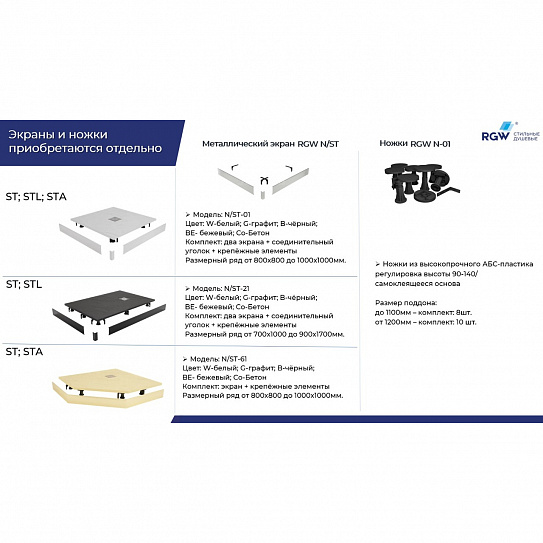 Экран для поддона RGW N/ST-21 W