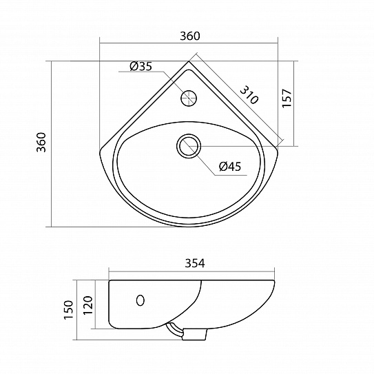 Угловая раковина Santek Ирис 36 1WH110514