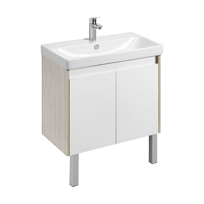 Тумба под раковину Сканди Doors 80 AQUATON белый глянец/дуб Верона 1A282901SDB20