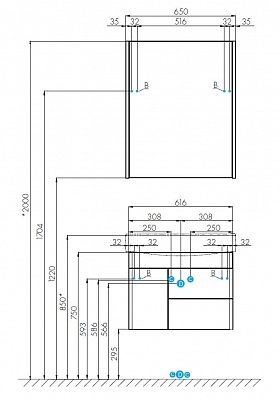 Тумба без раковины Акватон Беверли 65 1A235301BV010