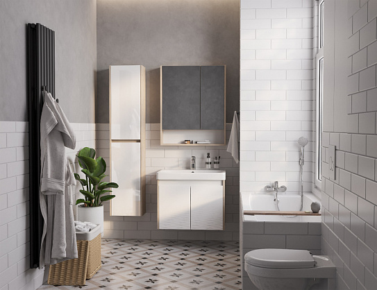 Тумба под раковину AQUATON Сканди Doors 70 белый глянец/дуб верона 1A278901SDB20