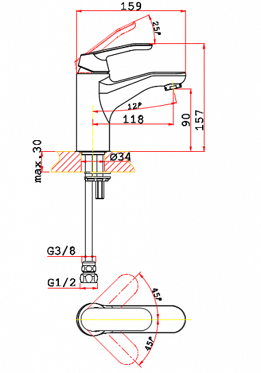Смеситель для умывальника VRI Rialto HG900621