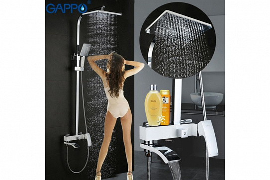 Душевая система с тропическим душем белая Gappo G2407-8
