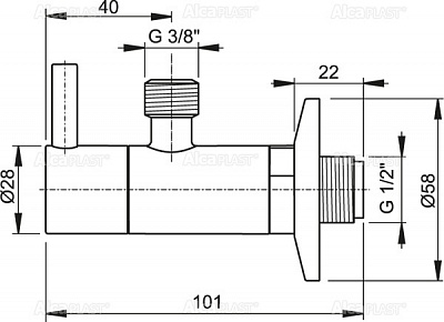Угловой вентиль 1/2*3/8, круглый AlcaPlast ARV001