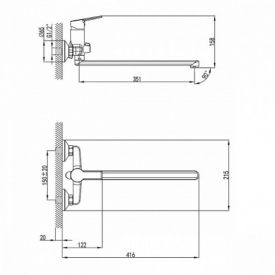 Смеситель для ванны  Milardo Stripe STRSB02M10