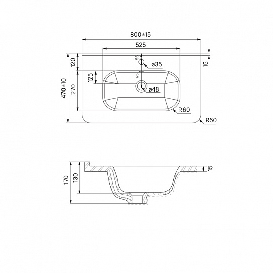 Умывальник мебельный, 80 см, IDDIS Optima Home 0108000i28