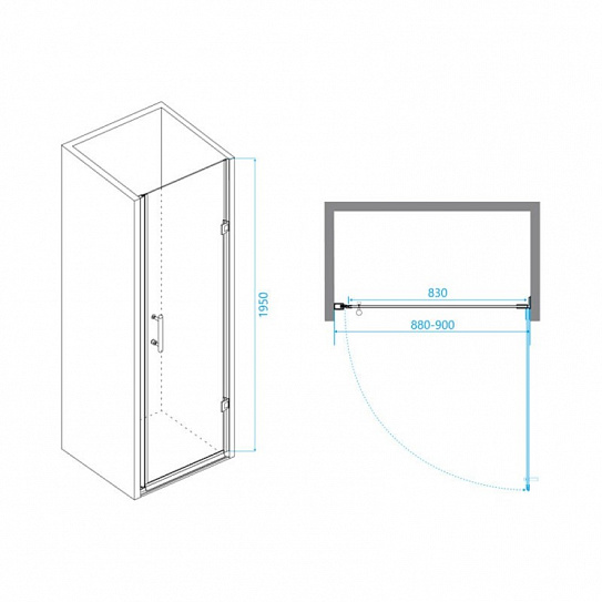 Душевая дверь 90х195 6 мм RGW Easy PA-06 B 41080609-14 чёрный прозрачное