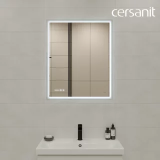 Зеркало с LED подсветкой 70x85 Cersanit 080 design pro часы с антизапотеванием