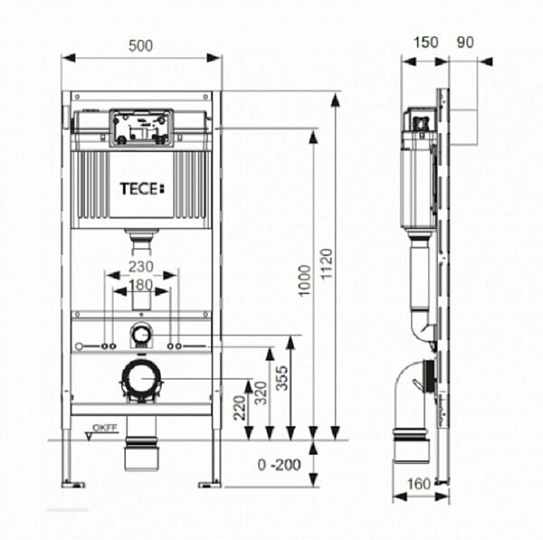 Инсталляция для унитаза TECE 9.400.301 NOW CZARNY MAT