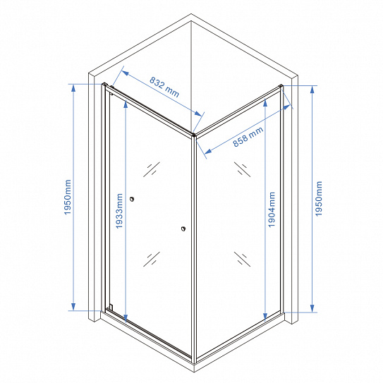 Душевое ограждение 90х90 MONTEREY EX-508 квадрат хром прозрачное стекло 6мм (Side Sliding)