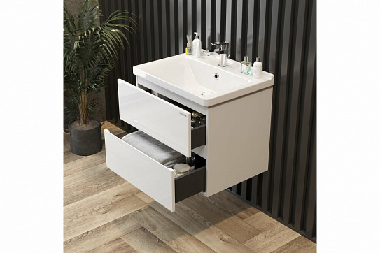 Тумба под раковину Эвада 70 подвесная, белая Onika 107059 (рак 124295 в комплект не входит)