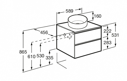 Тумба под раковину Roca Domi 60 белый глянец 2 ящика A857458806