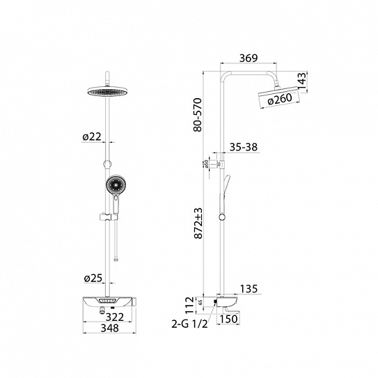 Смеситель для ванны с верхним душем Iddis SpaHome SPASBBTi06