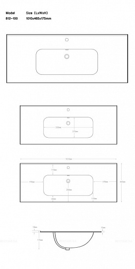 Раковина-столешница La Fenice Terra Slim Line 100  FNC-06-TER-100