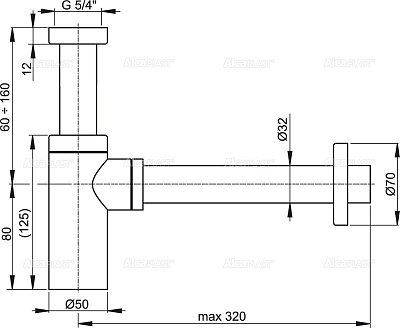 Сифон для умывальника AlcaPlast A400